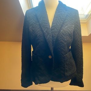 Anthropologie Cartonnier Blazer Navy Blue Chevron 14 Career Jacket